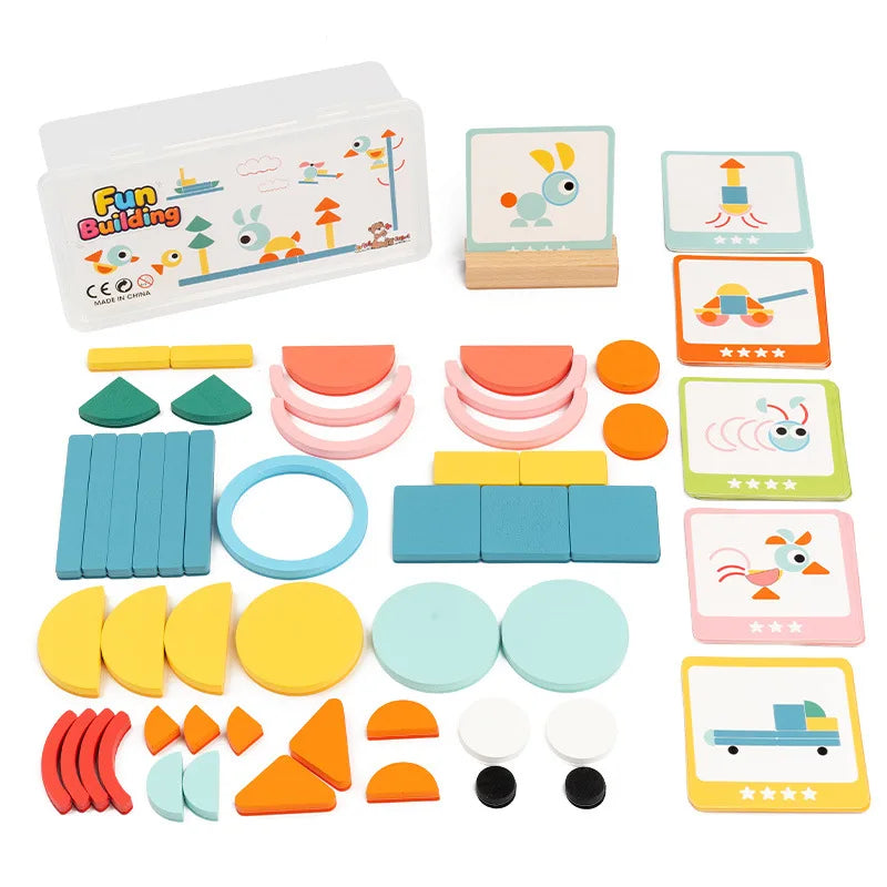 DIY Children's Colorful Wooden Toys Creative Tangram Geometric Jigsaw Puzzle Board Set Educational Toys For Children Kids Gift