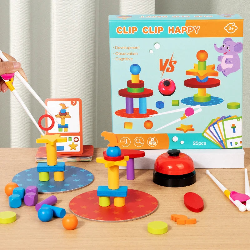 Montessori Game Wooden Board Game Tangle Puzzle Game for Two Players Hand-Eye Coordination with Chopsticks Balance Challenge Gif