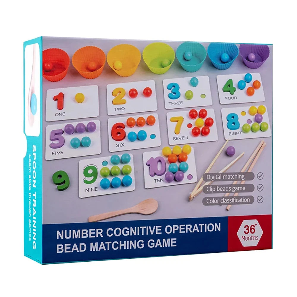 Montessori Math Counting Sorting Toy Clip Beads Matching Games Fine Motor Skills Number Color Sensory Educational Toys For Child