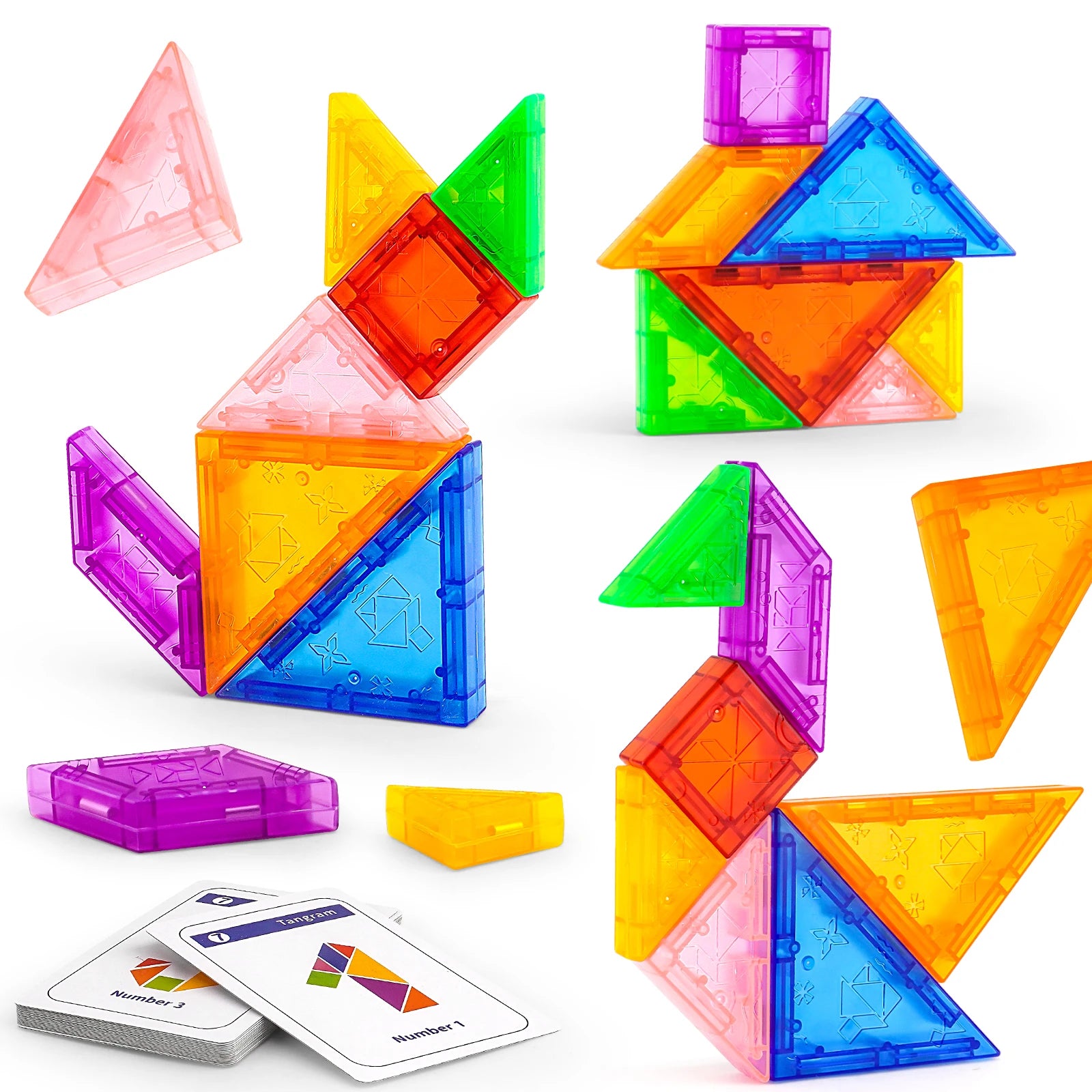 Magnetic Puzzle Tangram Geometric 3D Building Blocks For Children'S Puzzle And Early Education Thinking Training Toys