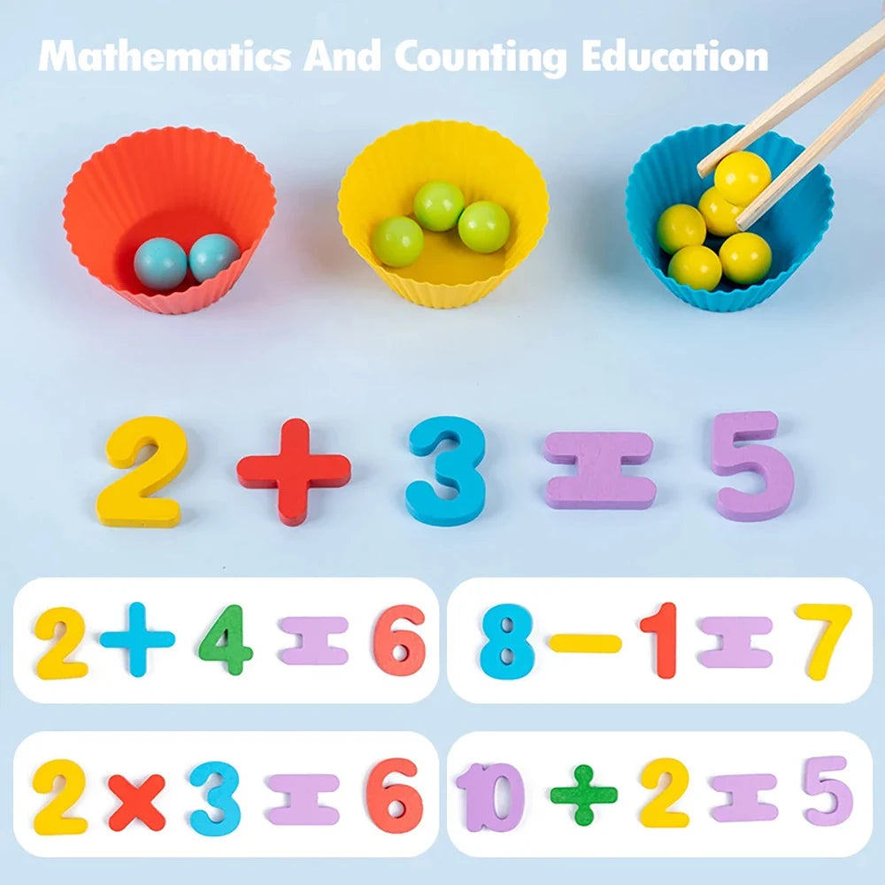 Montessori Math Counting Sorting Toy Clip Beads Matching Games Fine Motor Skills Number Color Sensory Educational Toys For Child