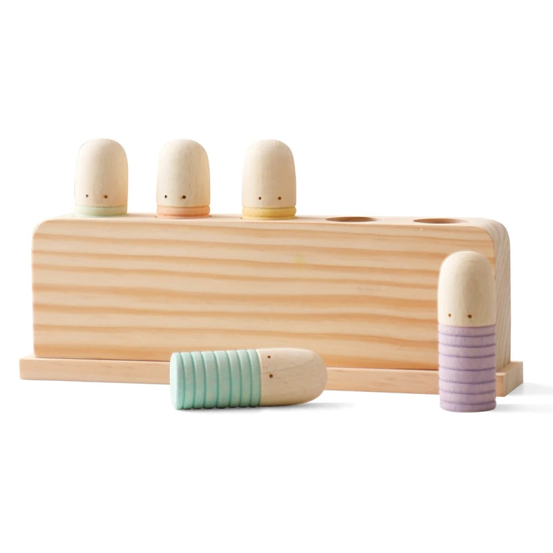Montessori Toys Baby Wooden Bouncing Color Recognition Toy Training Children Colour Perception Coordination Toy Baby Block Gifts