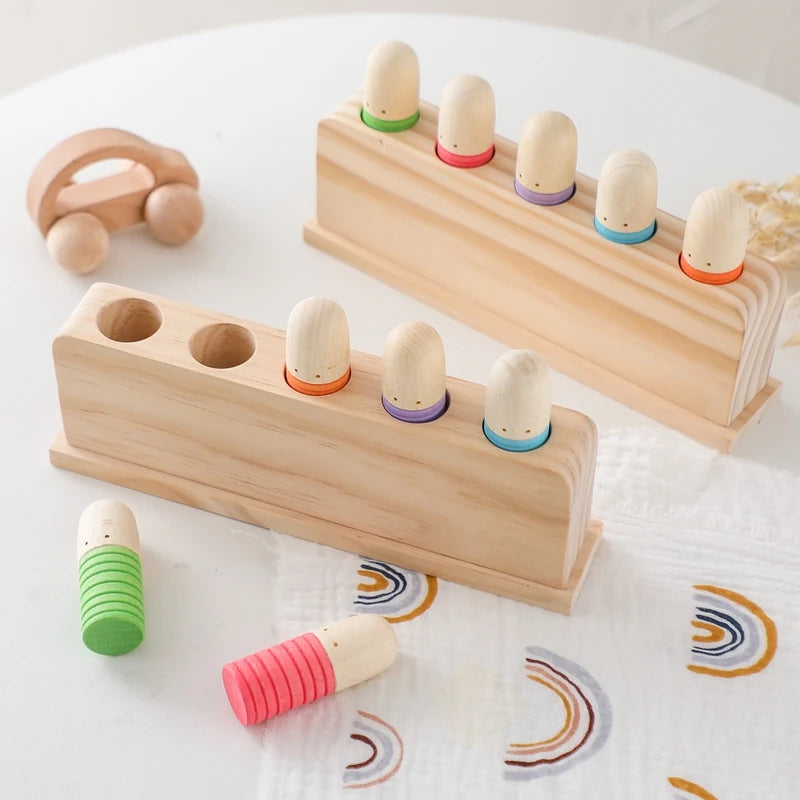 Montessori Toys Baby Wooden Bouncing Color Recognition Toy Training Children Colour Perception Coordination Toy Baby Block Gifts