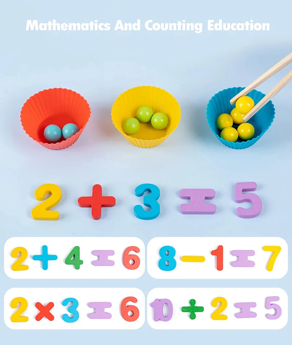 Montessori Math Counting Sorting Toy Clip Beads Matching Games Fine Motor Skills Number Color Sensory Educational Toys For Child