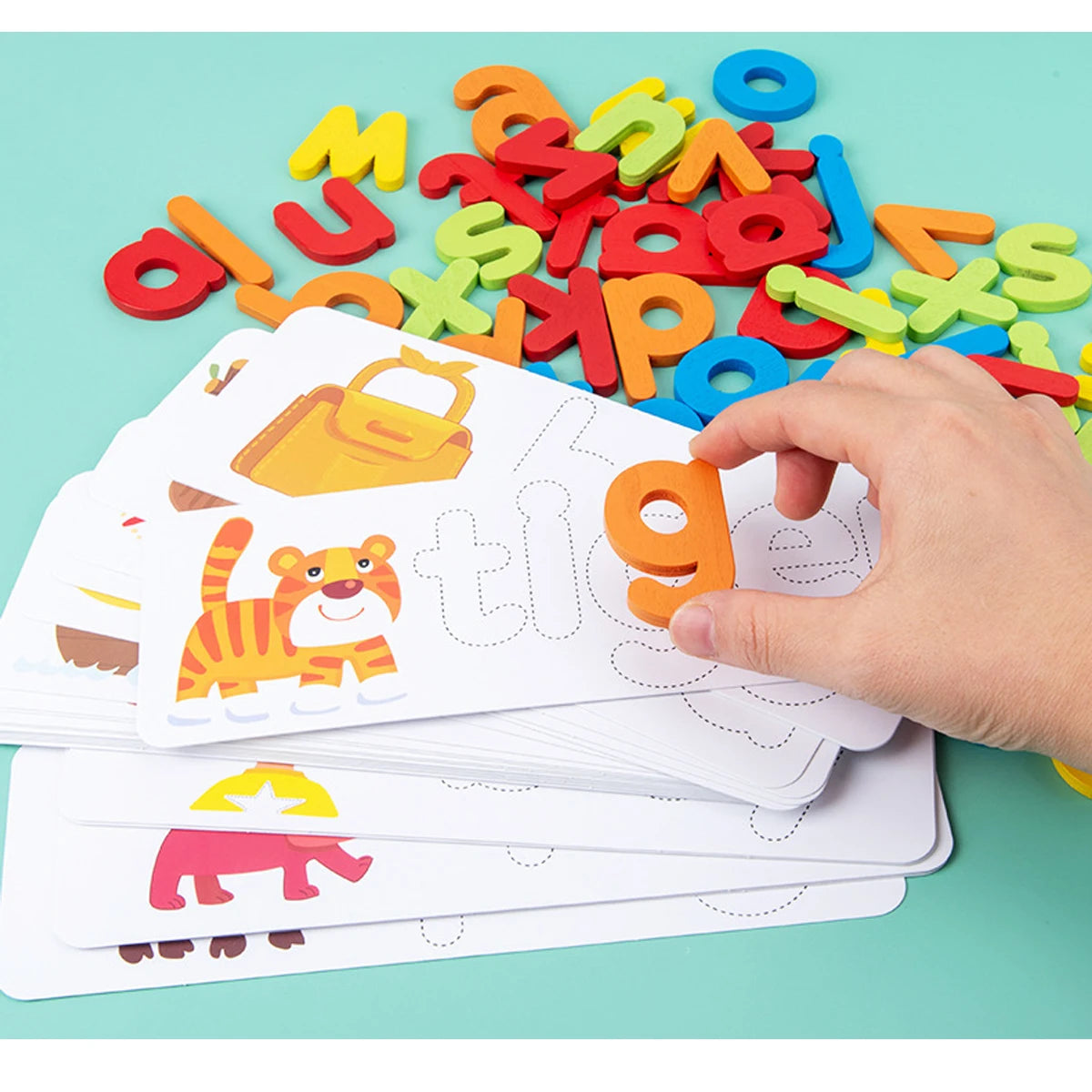 Montessori Alphabet Spelling Word Wooden Math Toys Kids Educational Teaching English Alphabet Cards Puzzle Game Learning Toys