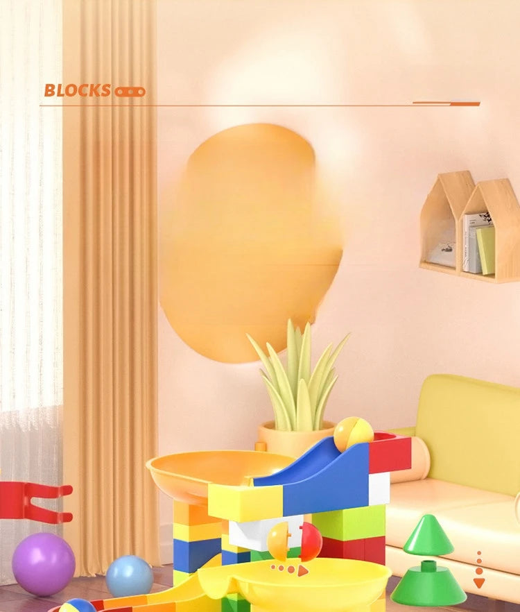300PCS Marble Race Run Block Compatible Duploed Building Blocks Plastic Funnel Slide DIY Assembly Bricks Base Plates