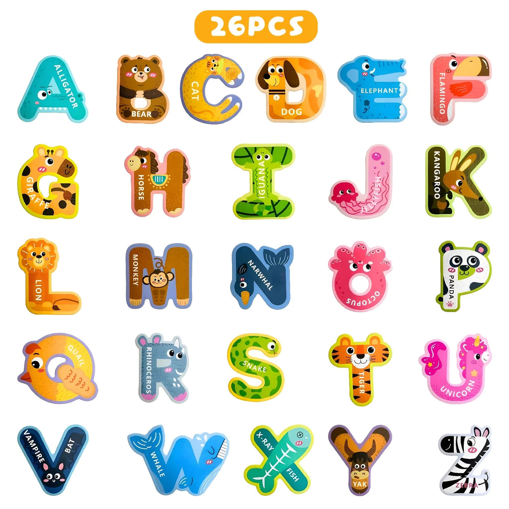 Magnetic Letter Tile, 26 Capital Letter Refrigerator Sticker, Suitable for Dishwasher/refrigerator/office/blackboard