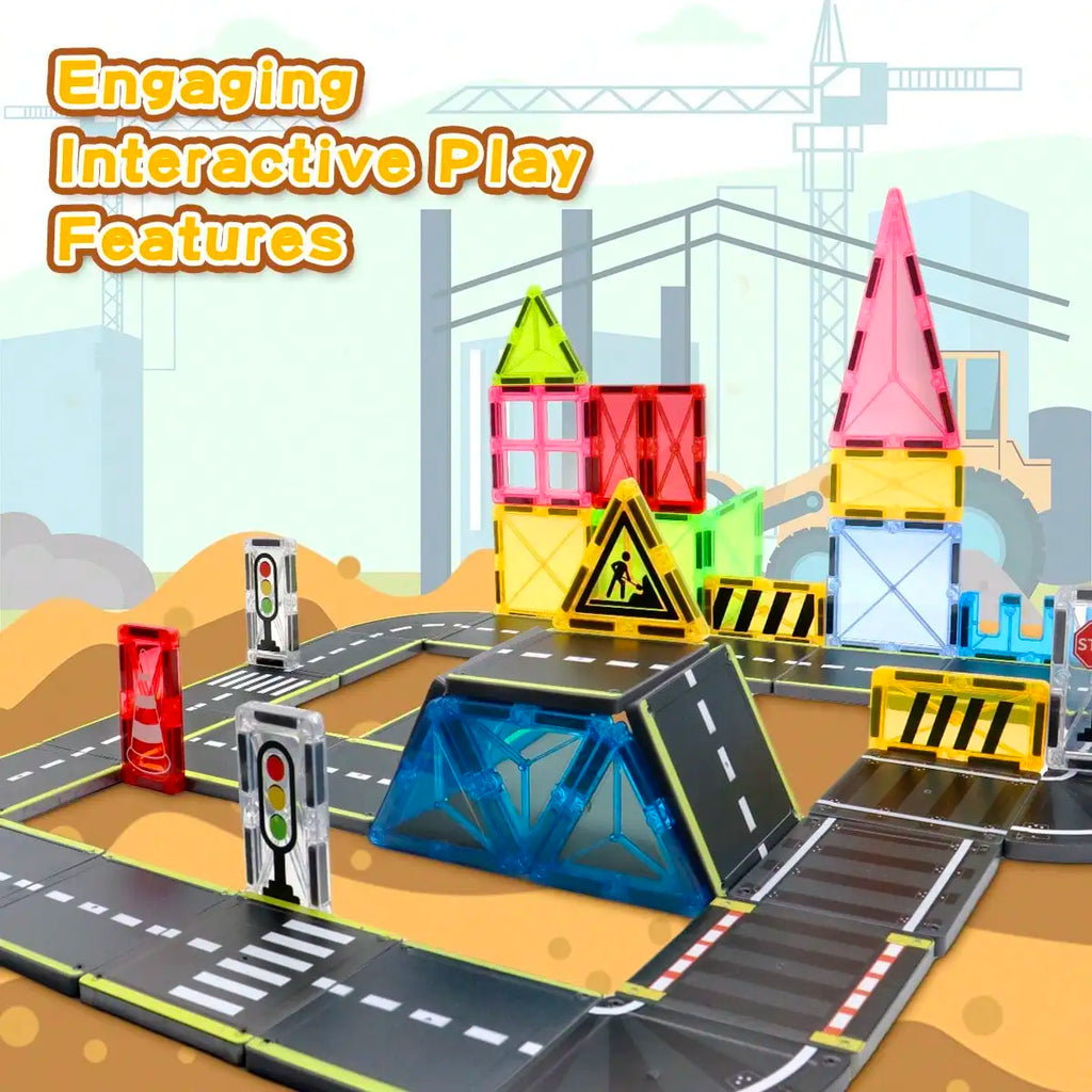 Magnetic Building Blocks Toys Magnetic Tiles, Creative DIY Track Building Kit Construction Toys
