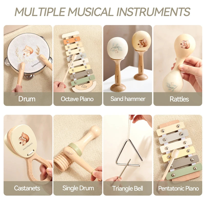 Baby Montessori Toy Wooden Musical Instruments Infant And Toddler Music, Intelligence And Enlightenment Educational Toy Kid Gift