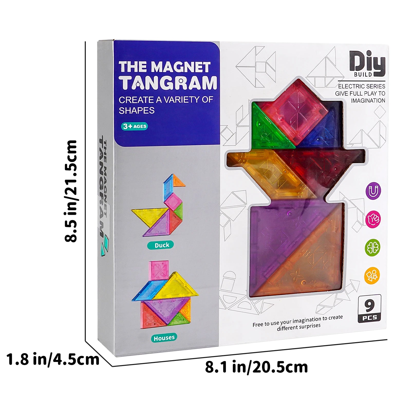 Magnetic Puzzle Tangram Geometric 3D Building Blocks For Children'S Puzzle And Early Education Thinking Training Toys