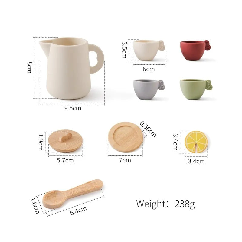 Baby Wooden Montessori Toys Playing House Afternoon Tea Set Model Puzzle Toys For Baby Birthday Toy Numbers Blocks Learning Toy