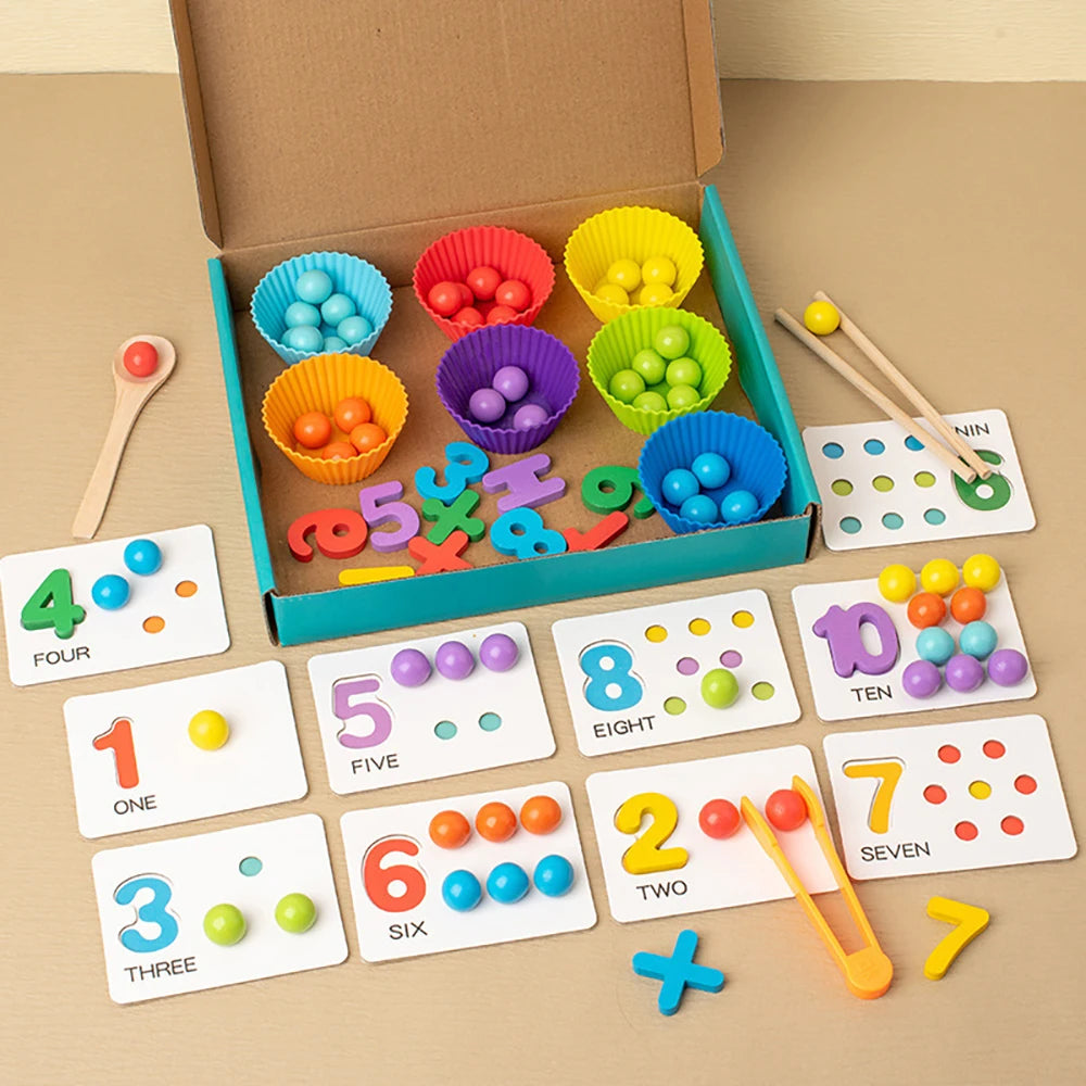 Montessori Math Counting Sorting Toy Clip Beads Matching Games Fine Motor Skills Number Color Sensory Educational Toys For Child