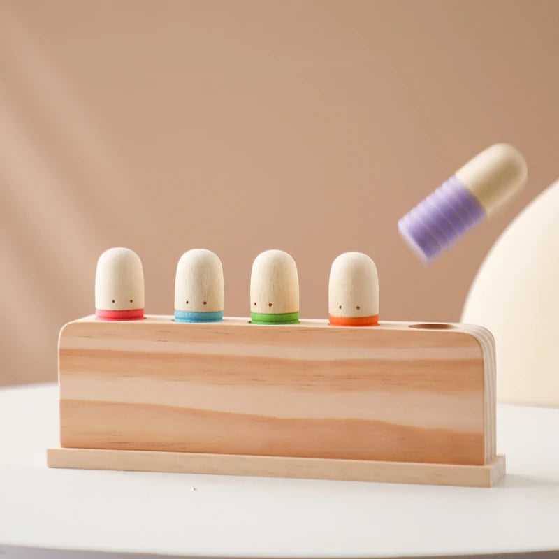 Montessori Toys Baby Wooden Bouncing Color Recognition Toy Training Children Colour Perception Coordination Toy Baby Block Gifts