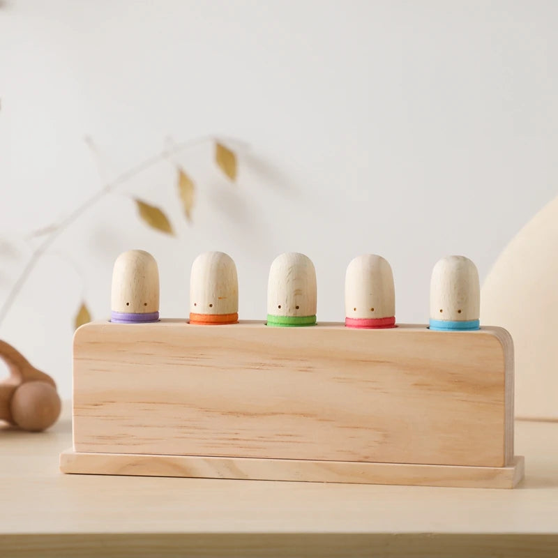 Montessori Toys Baby Wooden Bouncing Color Recognition Toy Training Children Colour Perception Coordination Toy Baby Block Gifts
