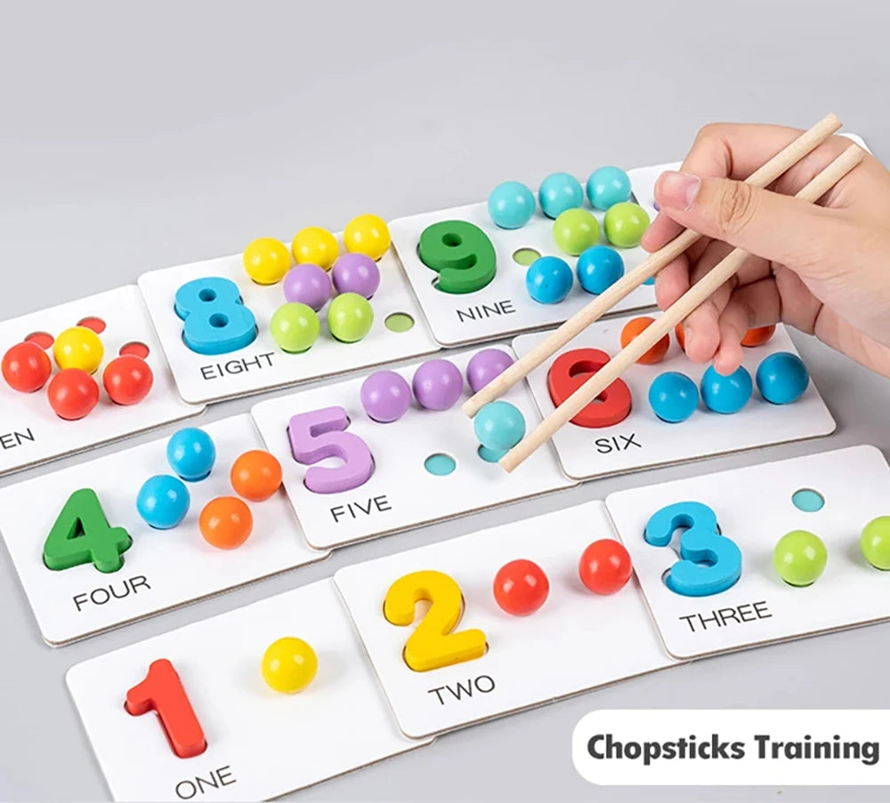 Montessori Math Counting Sorting Toy Clip Beads Matching Games Fine Motor Skills Number Color Sensory Educational Toys For Child