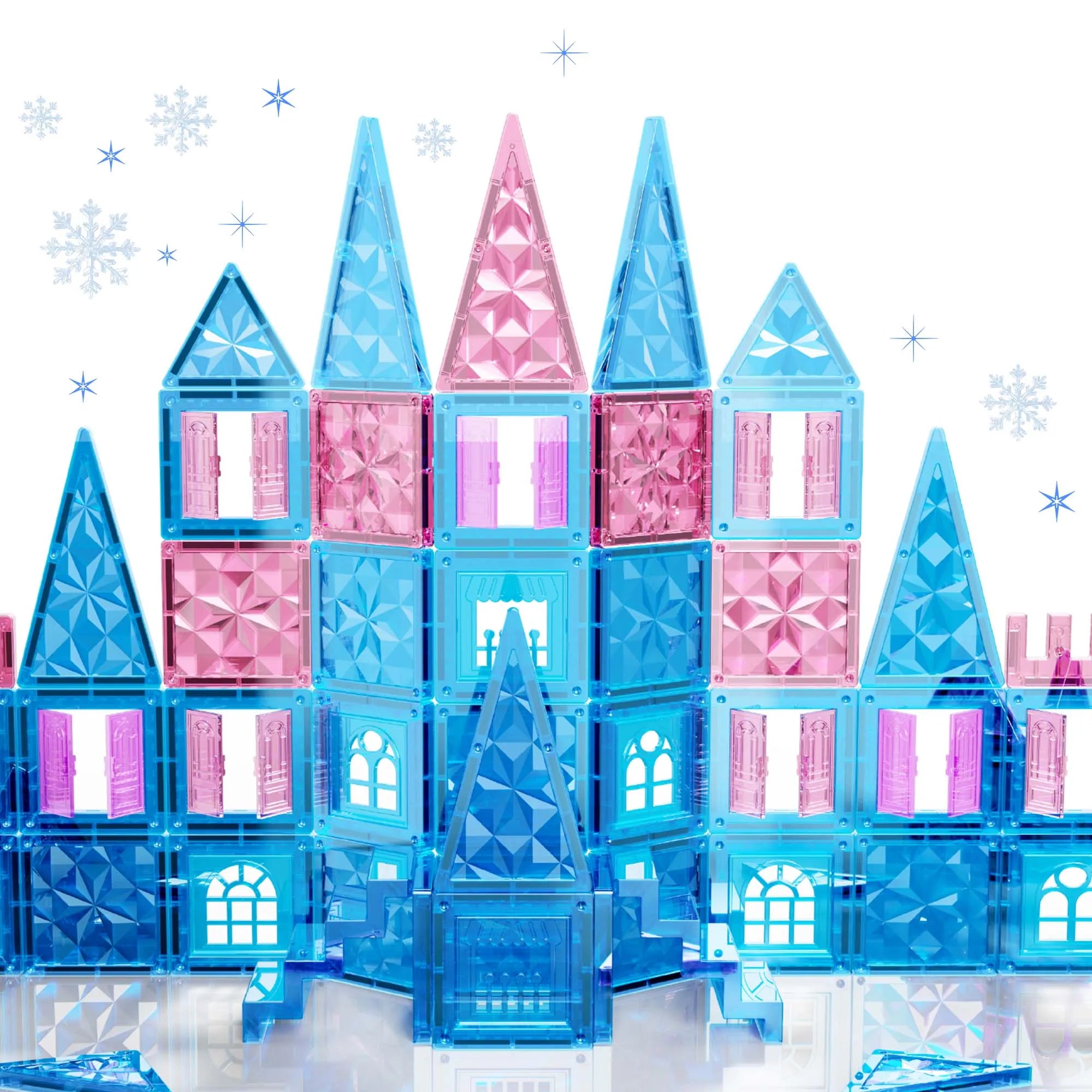Magnetic Tiles Ice Castle DIY Magnetic Building Blocks for Kids Boys Girls Montessori STEM Educational Sensory Toys Gifts