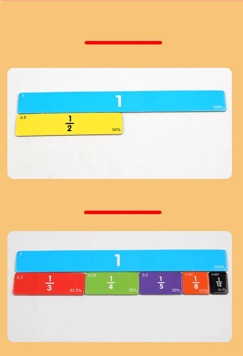 Wooden Math Fraction Learning Set With Card Fraction Decomposition Plate Montessori Teaching Aid Children Educational Math Toys