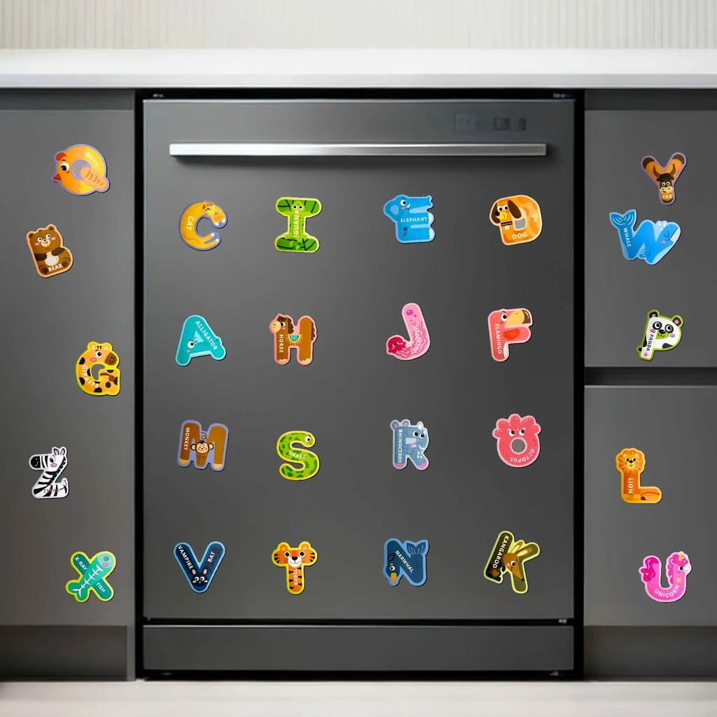 Magnetic Letter Tile, 26 Capital Letter Refrigerator Sticker, Suitable for Dishwasher/refrigerator/office/blackboard