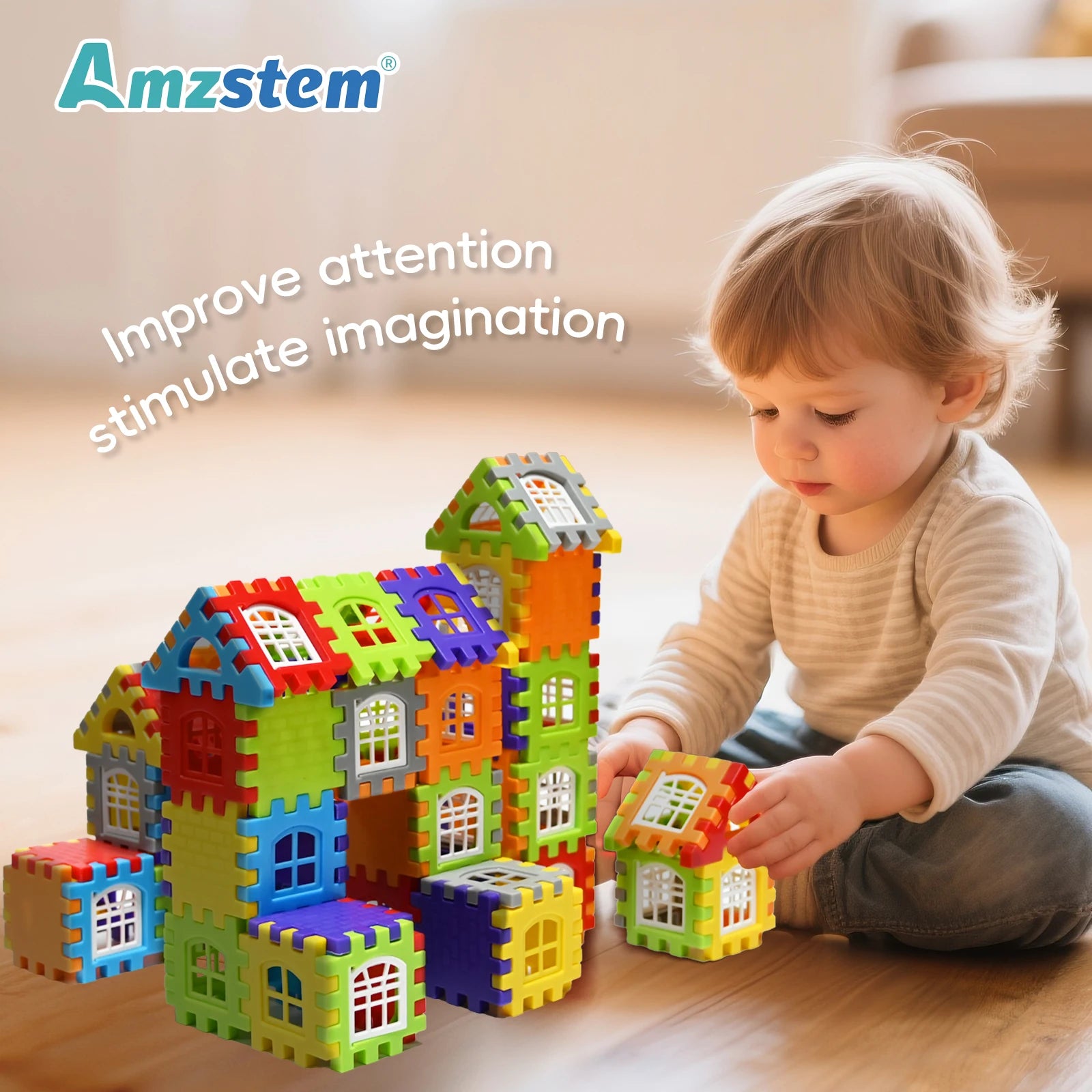 140-25PCS Large Scale House Building Blocks Simulation Window Design Construction Set Kindergarten Toys For Boys And Girls Gift