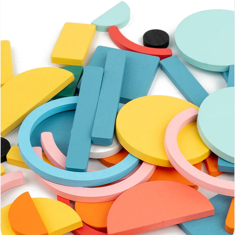 DIY Children's Colorful Wooden Toys Creative Tangram Geometric Jigsaw Puzzle Board Set Educational Toys For Children Kids Gift
