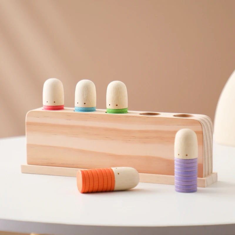 Montessori Toys Baby Wooden Bouncing Color Recognition Toy Training Children Colour Perception Coordination Toy Baby Block Gifts