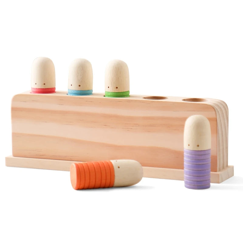 Montessori Toys Baby Wooden Bouncing Color Recognition Toy Training Children Colour Perception Coordination Toy Baby Block Gifts