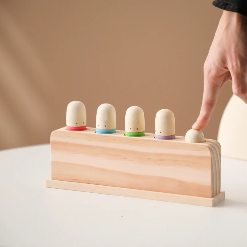 Montessori Toys Baby Wooden Bouncing Color Recognition Toy Training Children Colour Perception Coordination Toy Baby Block Gifts