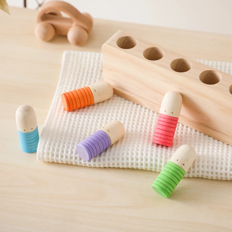 Montessori Toys Baby Wooden Bouncing Color Recognition Toy Training Children Colour Perception Coordination Toy Baby Block Gifts
