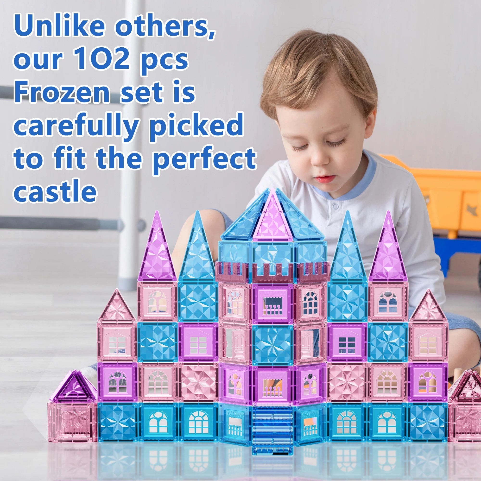Magnetic Tiles Ice Castle DIY Magnetic Building Blocks for Kids Boys Girls Montessori STEM Educational Sensory Toys Gifts