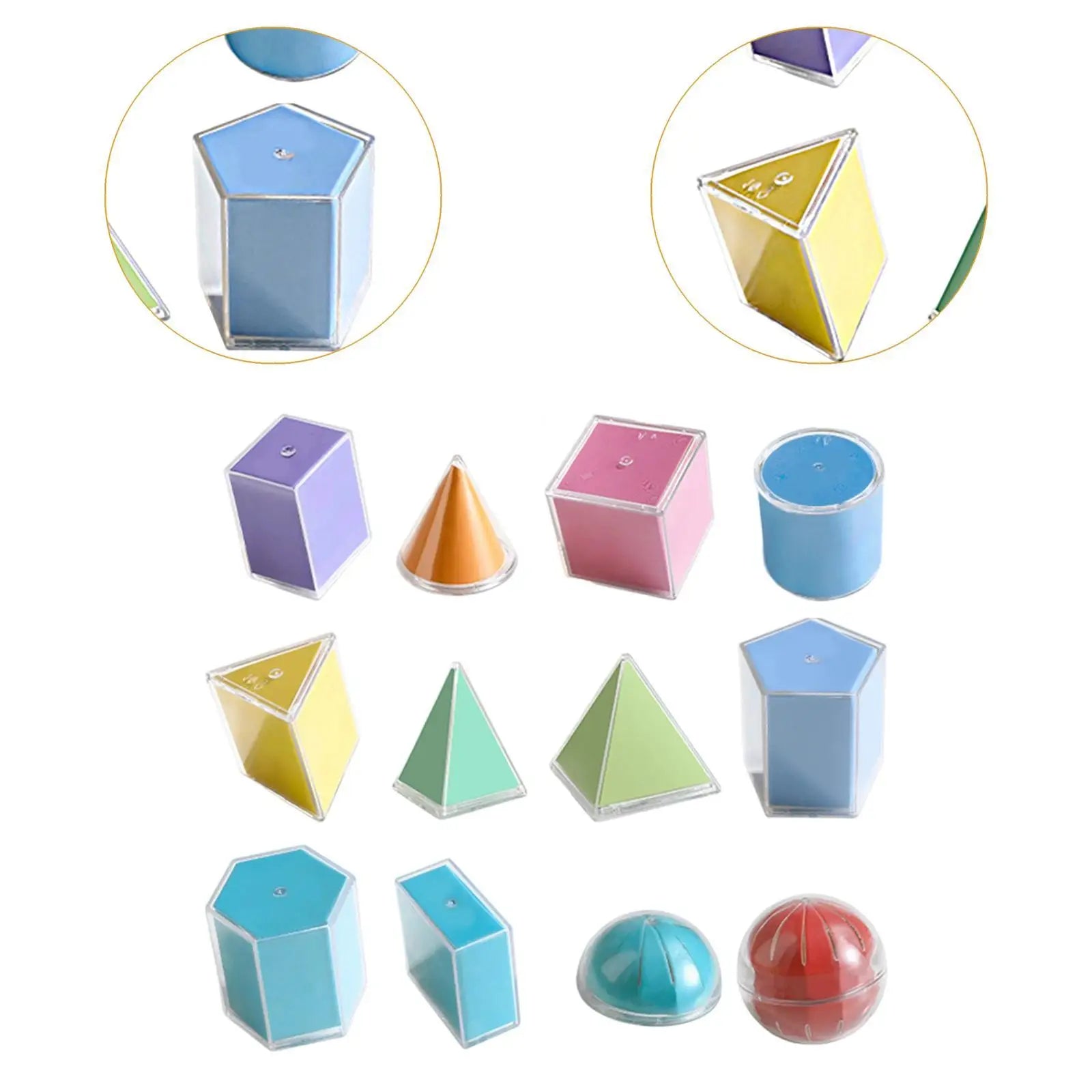 12 Pieces Geometric Shapes Blocks Math Games Reusable Durability Educational