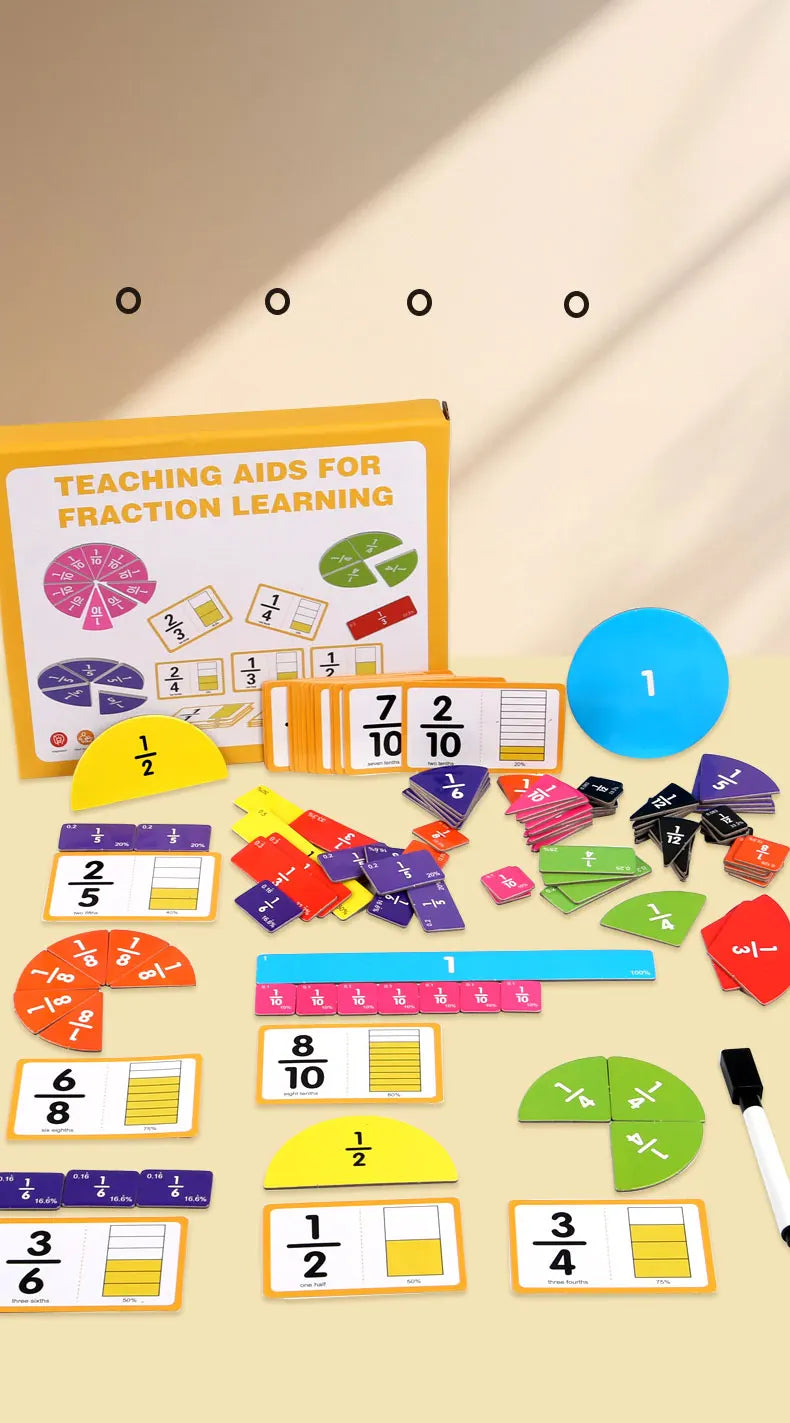 Wooden Math Fraction Learning Set With Card Fraction Decomposition Plate Montessori Teaching Aid Children Educational Math Toys