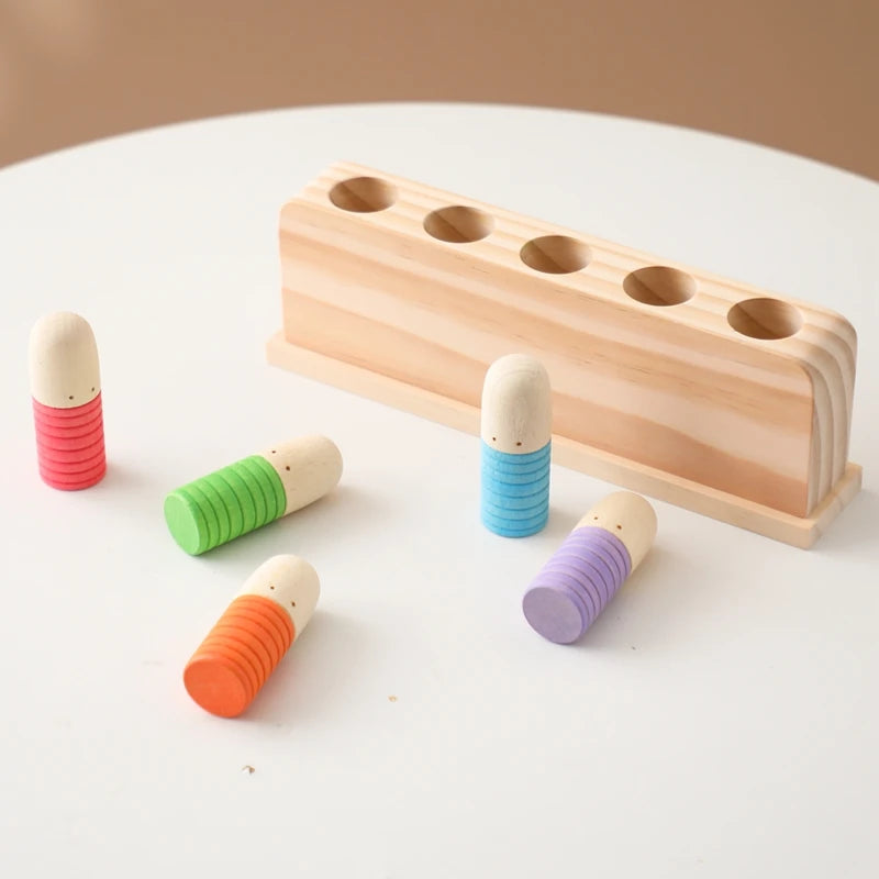 Montessori Toys Baby Wooden Bouncing Color Recognition Toy Training Children Colour Perception Coordination Toy Baby Block Gifts
