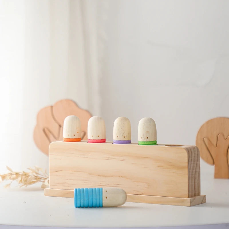 Montessori Toys Baby Wooden Bouncing Color Recognition Toy Training Children Colour Perception Coordination Toy Baby Block Gifts