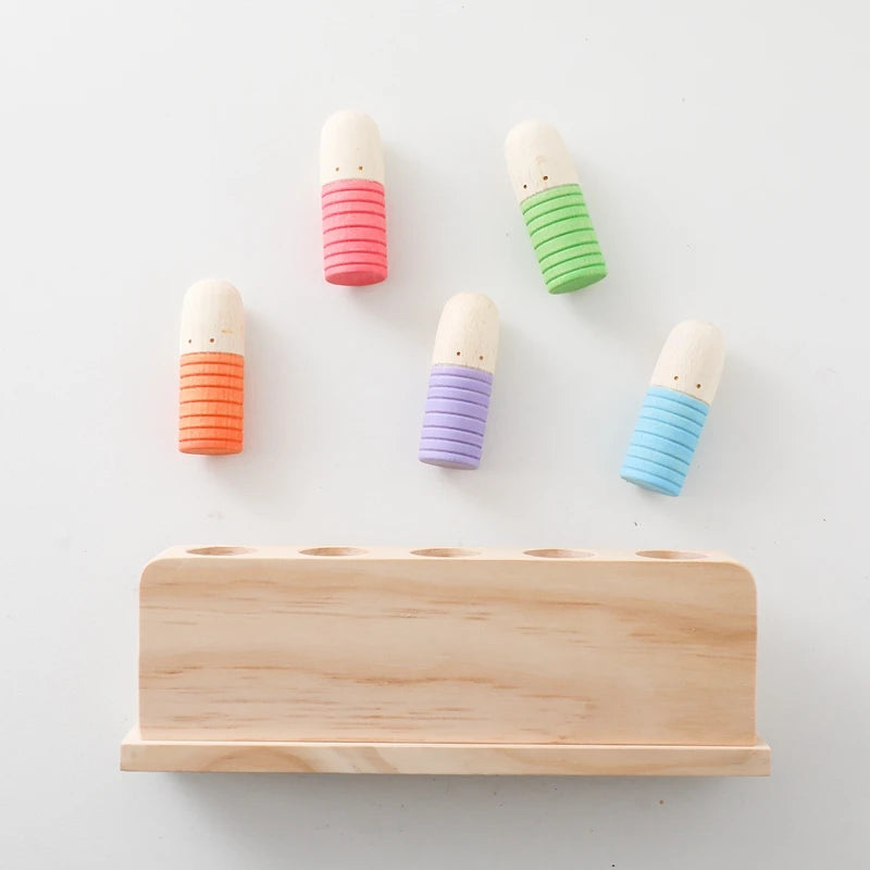 Montessori Toys Baby Wooden Bouncing Color Recognition Toy Training Children Colour Perception Coordination Toy Baby Block Gifts