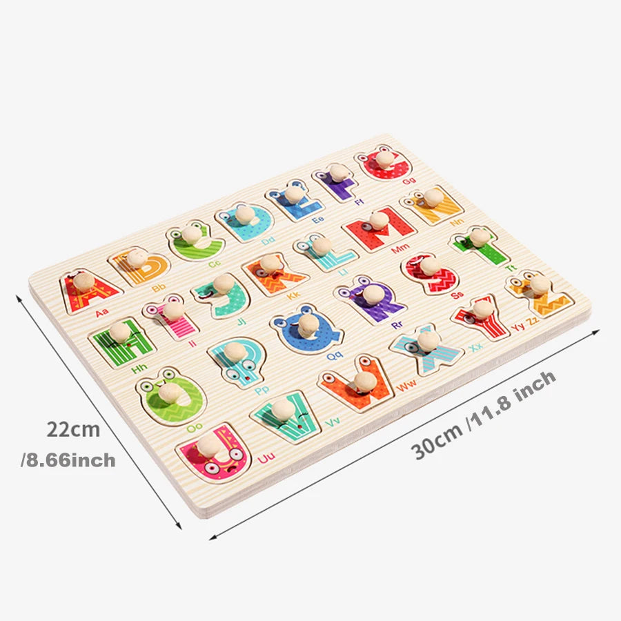 Montessori Wooden Puzzles Hand Grab Boards Toys Tangram Jigsaw Baby Educational Toys Cartoon Vehicle Animals Fruits 3D Puzzles