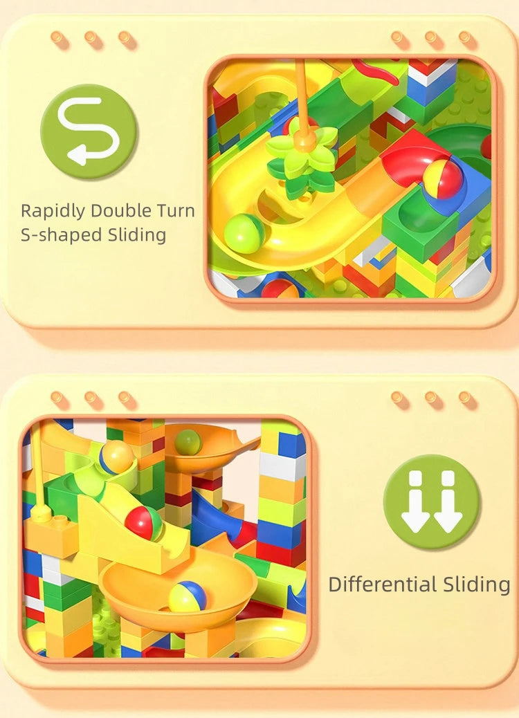 300PCS Marble Race Run Block Compatible Duploed Building Blocks Plastic Funnel Slide DIY Assembly Bricks Base Plates