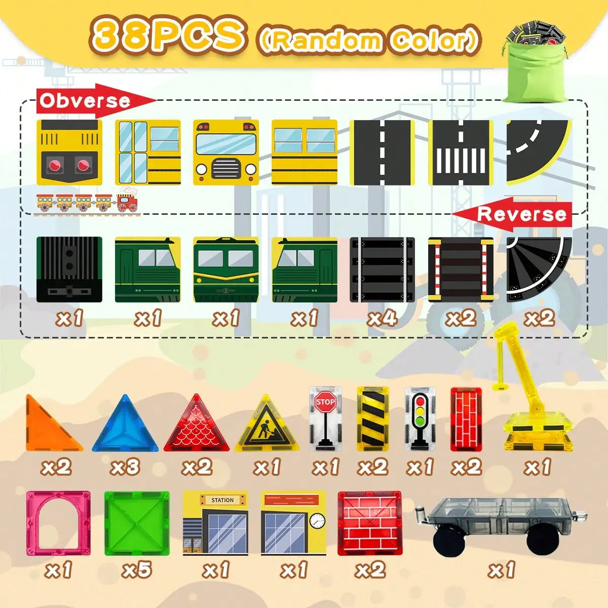 Magnetic Building Blocks Toys Magnetic Tiles, Creative DIY Track Building Kit Construction Toys