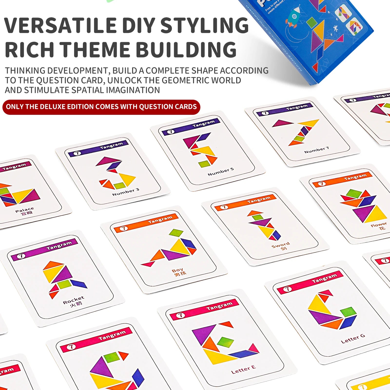 Magnetic Puzzle Tangram Geometric 3D Building Blocks For Children'S Puzzle And Early Education Thinking Training Toys