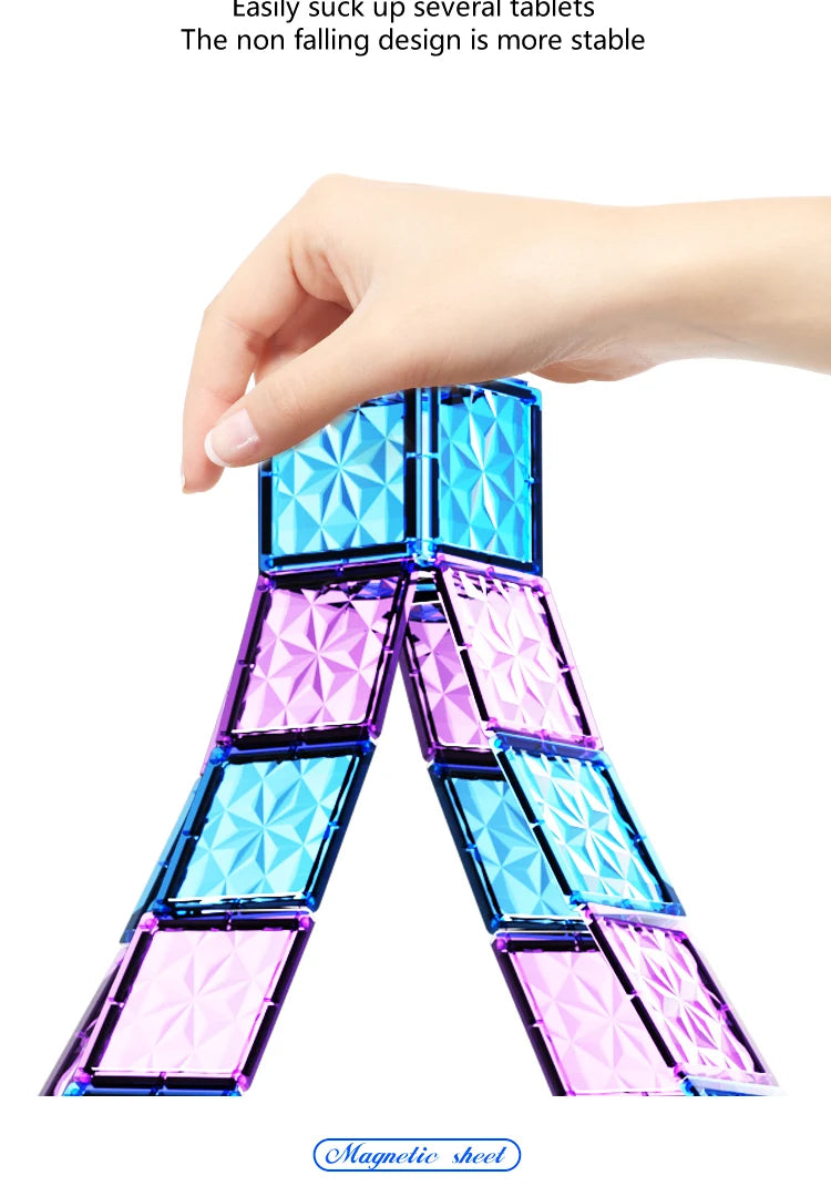 Magnetic Tiles Ice Castle DIY Magnetic Building Blocks for Kids Boys Girls Montessori STEM Educational Sensory Toys Gifts