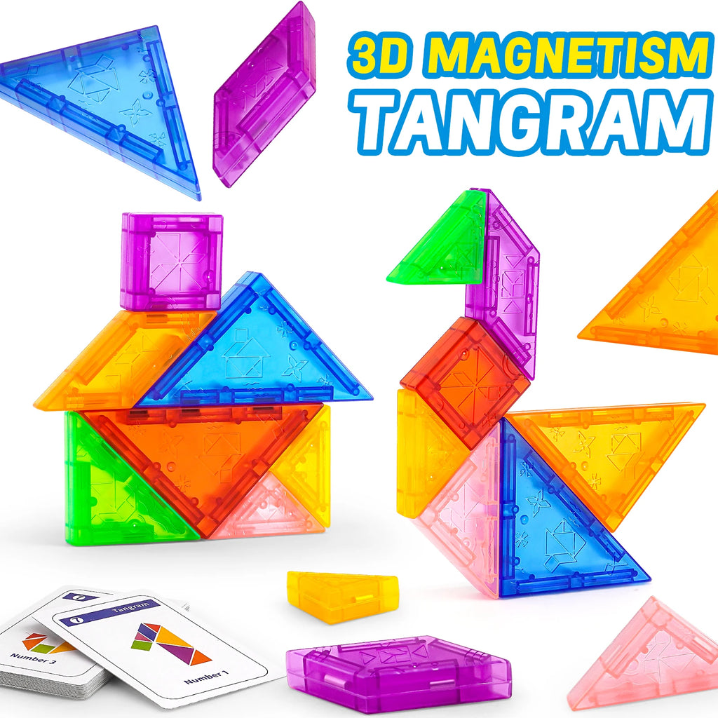 Magnetic Puzzle Tangram Geometric 3D Building Blocks For Children'S Puzzle And Early Education Thinking Training Toys
