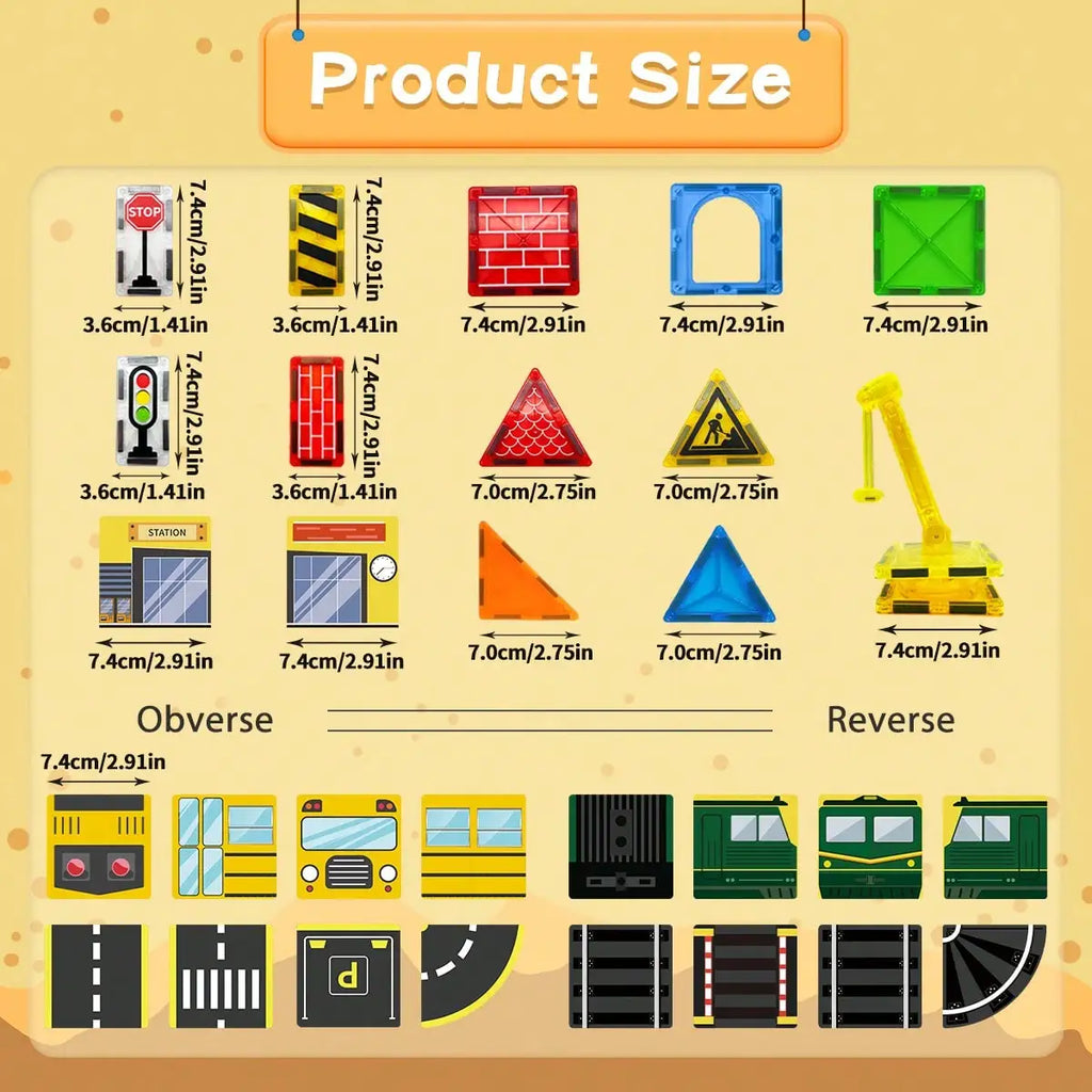 Magnetic Building Blocks Toys Magnetic Tiles, Creative DIY Track Building Kit Construction Toys