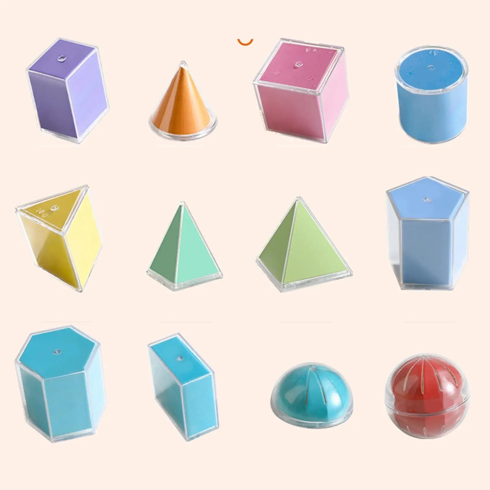 12 Pieces Geometric Shapes Blocks Math Games Reusable Durability Educational