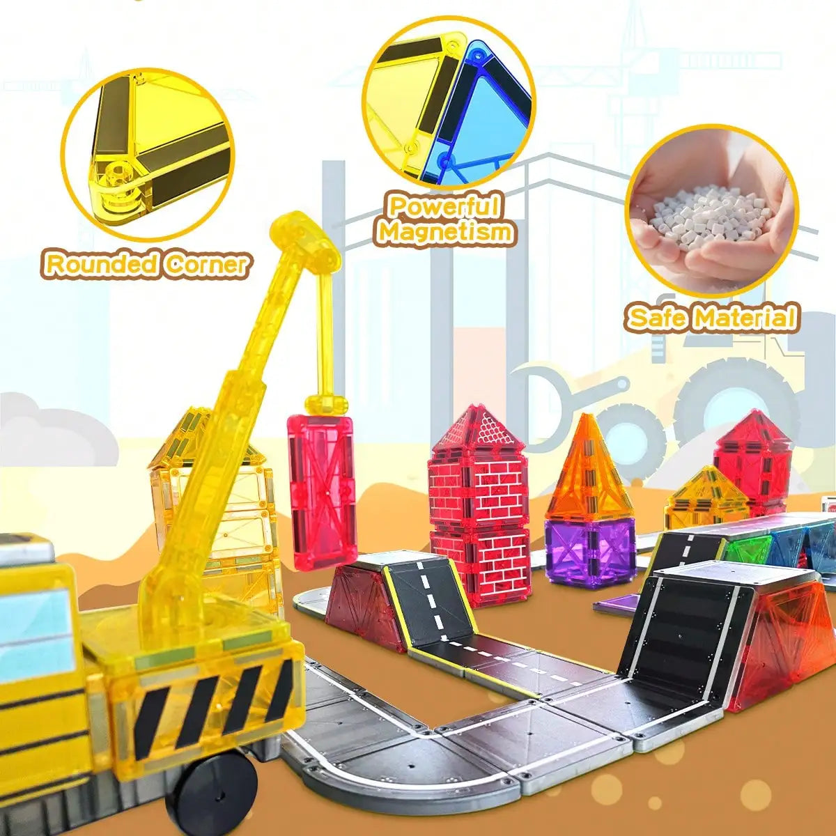 Magnetic Building Blocks Toys Magnetic Tiles, Creative DIY Track Building Kit Construction Toys