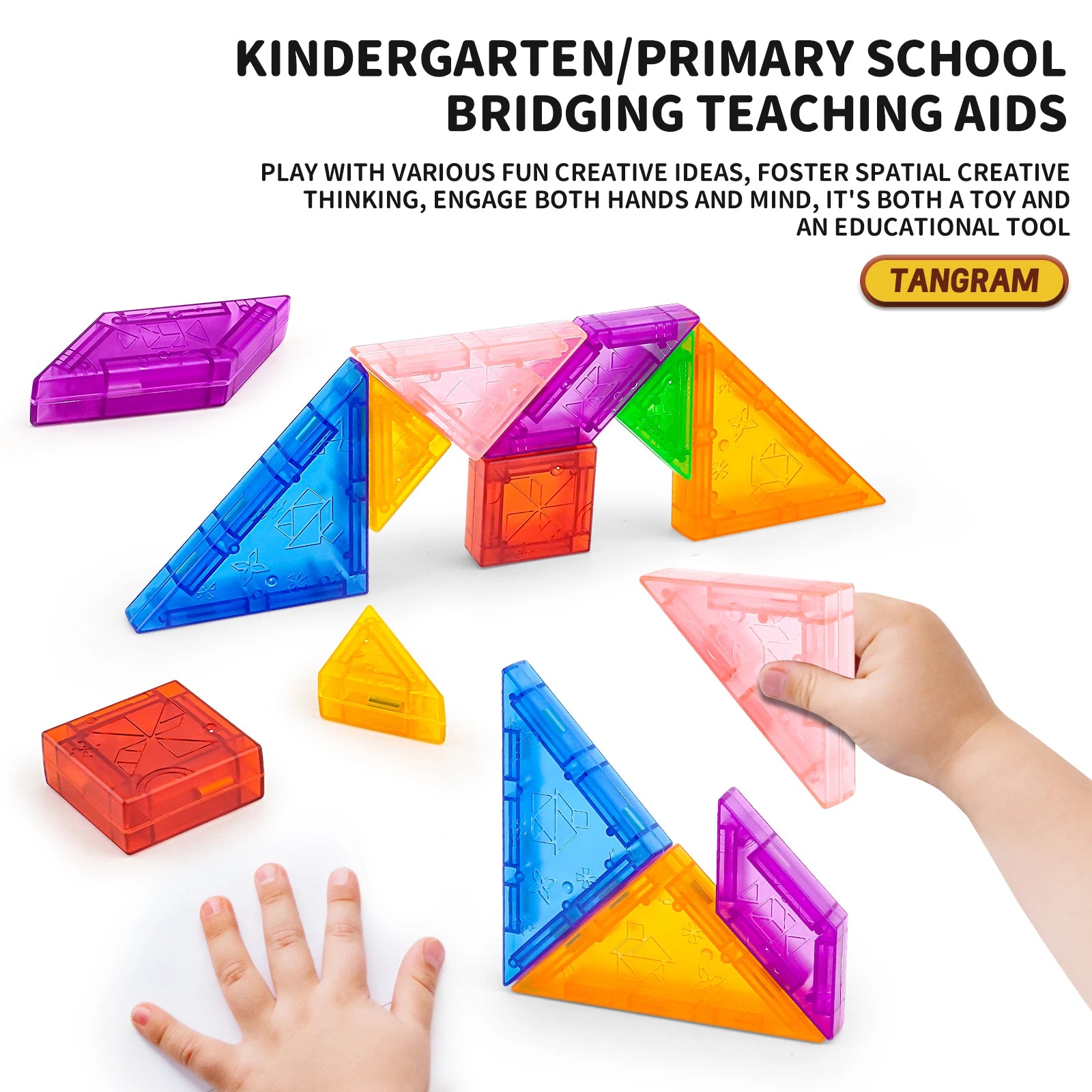 Magnetic Puzzle Tangram Geometric 3D Building Blocks For Children'S Puzzle And Early Education Thinking Training Toys