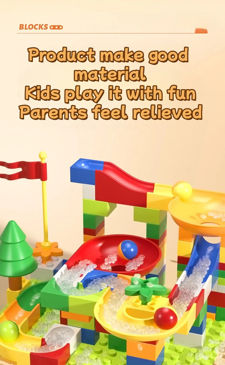 300PCS Marble Race Run Block Compatible Duploed Building Blocks Plastic Funnel Slide DIY Assembly Bricks Base Plates
