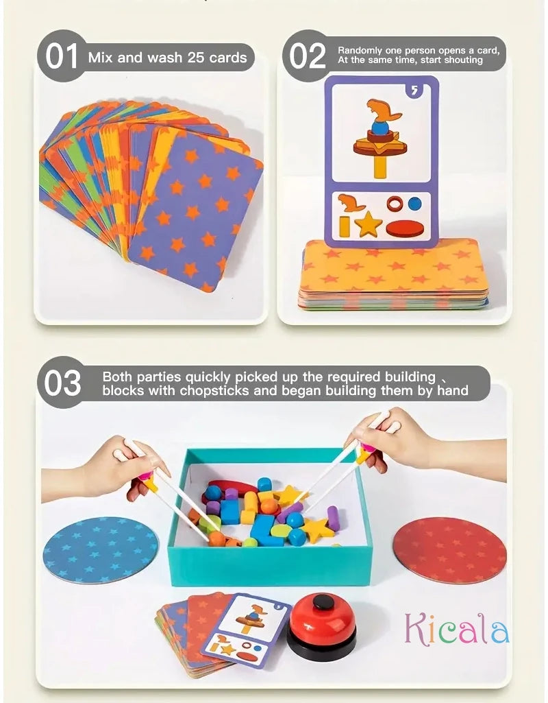 Montessori Game Wooden Board Game Tangle Puzzle Game for Two Players Hand-Eye Coordination with Chopsticks Balance Challenge Gif