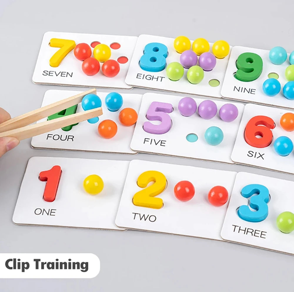 Montessori Math Counting Sorting Toy Clip Beads Matching Games Fine Motor Skills Number Color Sensory Educational Toys For Child