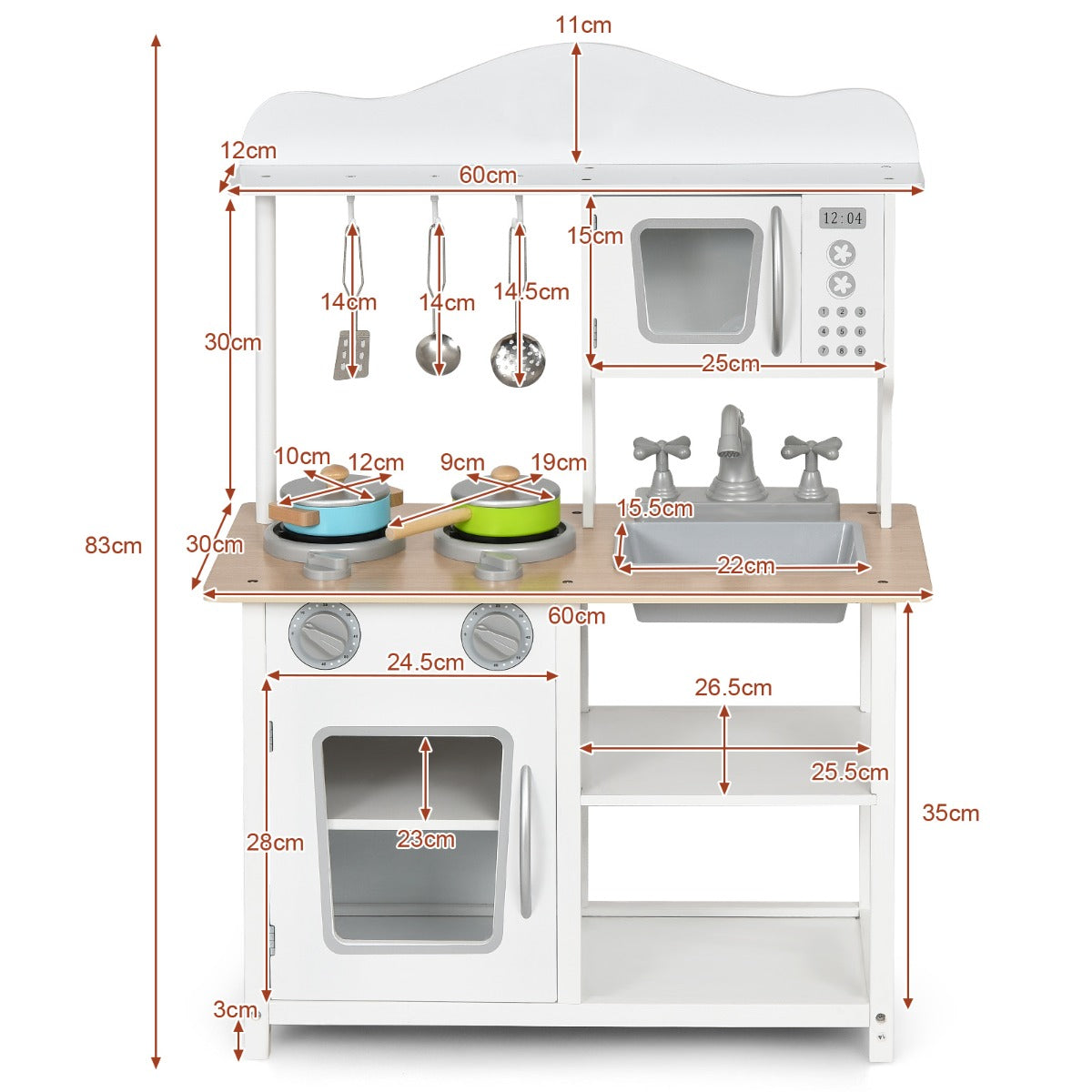NNECW Educational Kids Play Kitchen with Pretend Play Cooking Set for Kids Toddlers